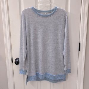 Women’s Large grey and denim blue long sleeve top. Never worn.